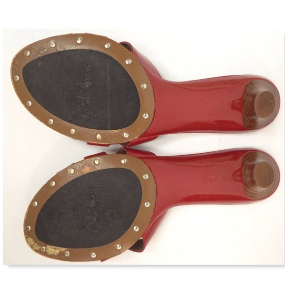COLE HAAN Red Patent Leather Slide Sandals 8.5 - Picture 5 of 7